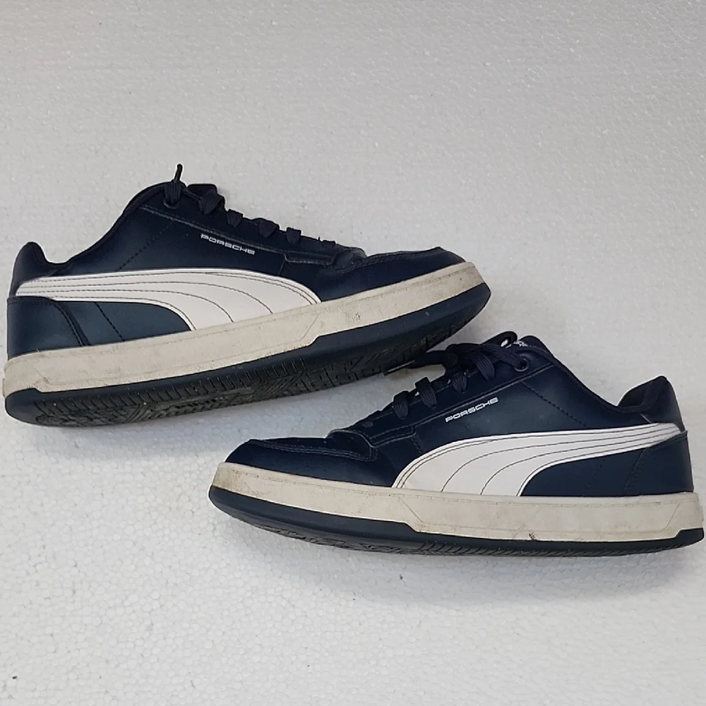 Puma Men's Navy and White Low-Top Sneakers Porche Model - Picture 3 of 4